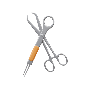 Medical Surgical Instruments Orange Handle Steel Scissors png