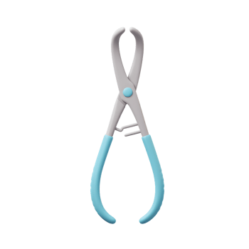 Gray Plastic Pliers Blue Handles Isolated White Background png