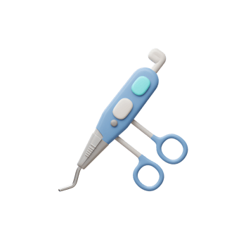 Modern Dental Tool 3D Render Blue Pastel Scissors png