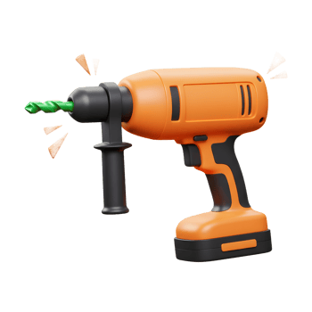 Orange Cordless Drill Green Drill Bit 3D Model Tool png