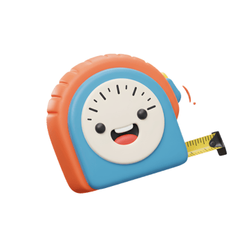 Happy Cartoon Tape Measure 3D Render Blue Orange Design png