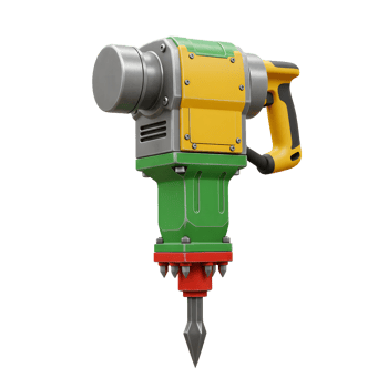 Powerful Green Yellow Demolition Jackhammer Tool Steel Bit png