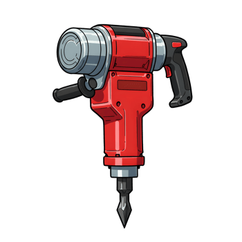 Powerful Red Demolition Jackhammer Detailed Illustration png