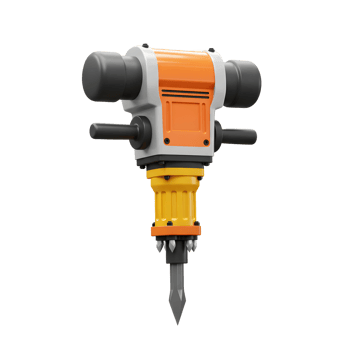 Powerful Orange Yellow Demolition Jackhammer Tool Isolated White Background png