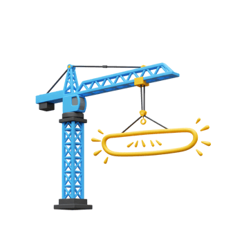 Blue Crane Lifting Yellow Blank Sign Construction Concept Illustration png