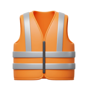 Orange Safety Vest 3D Render Reflective Stripes Design png