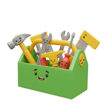 Happy Tools Cartoon Style Tool Box Colorful 3D Render png