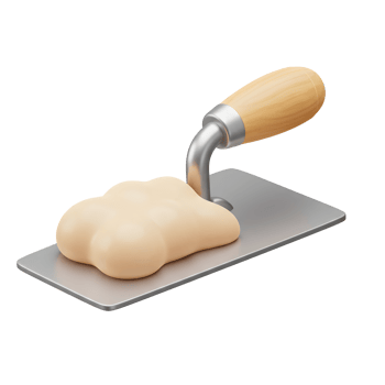 Metal Trowel Holding Beige Mortar Simple 3D Render png