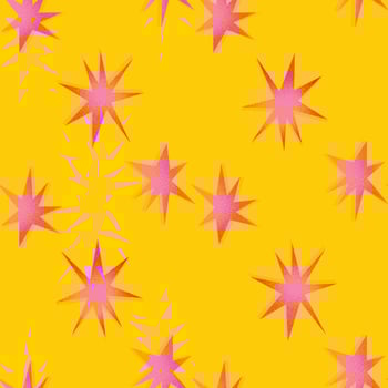 Dopamine style seamless pattern with pink stars. Retro grain texture. Ideal for textile design, bold print, party decor. vector