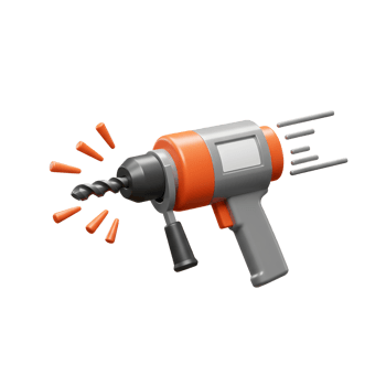 Orange Grey Drill Tool Rotating Bit 3D Model Fast Speed png