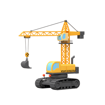 Yellow Crawler Crane Cartoon 3D Model Construction Site Machinery png