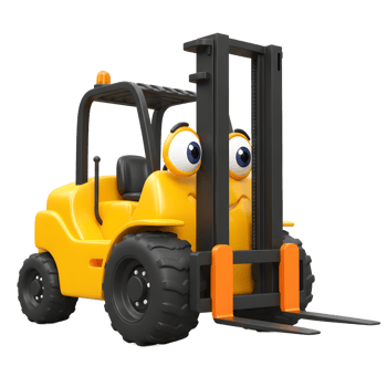 Cute Yellow Forklift Cartoon Character Big Eyes Happy Face png