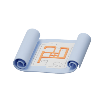 Blueprint Scroll 3D Render House Plan Design Illustration png