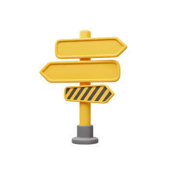 Yellow Blank Signpost Three Arrows 3D Render Cartoon Style png