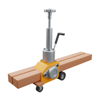 Yellow Wooden Beam Lifting Jack Crank Handle Steel Mechanism png