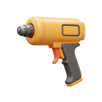Yellow Cordless Drill 3D Render Gray Handle Orange Switch png