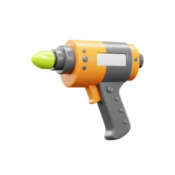 Retro Orange Ray Gun 3D Model Green Tip Simple Design png