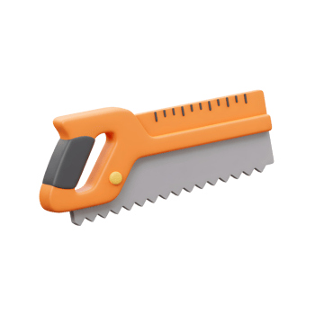 Orange Hand Saw 3D Model Grey Blade Tool Render png