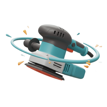 Teal Random Orbital Sander 3D Model Rotating Vivid Design png