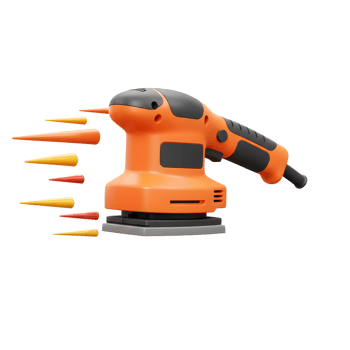 Orange Electric Sander Tool Woodworking Machine 3D Render png