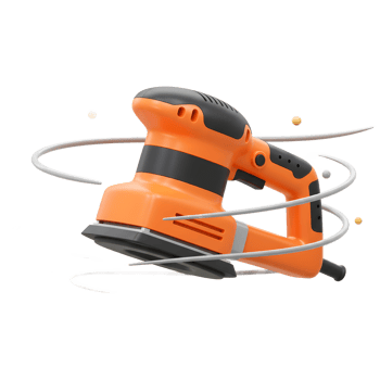 Orange Electric Sander 3D Model Rotating Design png