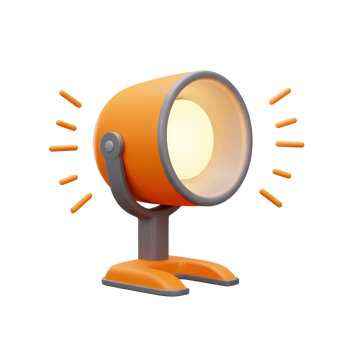 Orange Cartoon Desk Lamp Bright Light Rays Minimalist Design png