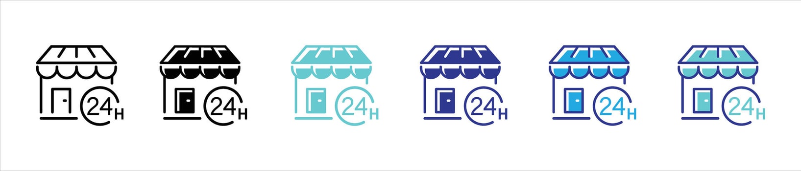 store icon set. marketplace, online store, store open 24H symbol sign icon vector