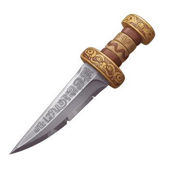 Ornate Ancient Dagger Detailed Design Brown Gold Handle Silver Blade png