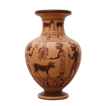 Ancient Greek Terracotta Vase Decorated With Figures And Animals png