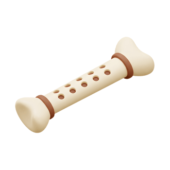 Cream Bone Shaped Dog Toy Brown Accents Holes Design png