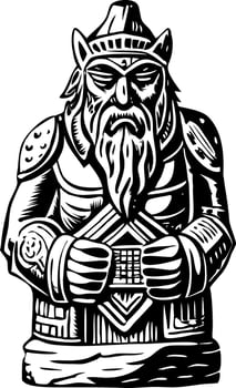 A vintage style illustration of a viking statue vector