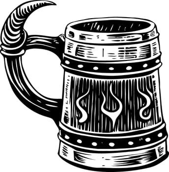 Ancient viking mug illustration in vintage style vector