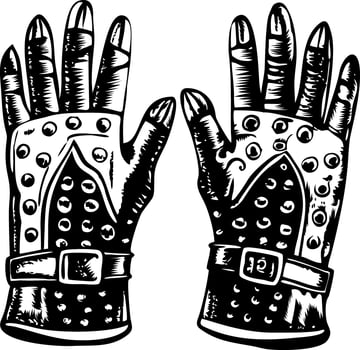 A vintage style illustration of studded gloves vector
