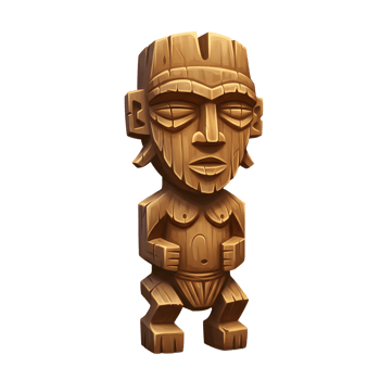 Wooden Tiki Idol Statue Detailed Carving Tropical Style png