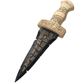 Ancient Black Dagger Detailed Beige Handle Intricate Script Design png