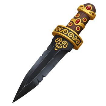 Ornate Black Dagger Gold Accents Red Gems Fantasy Style png