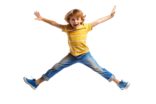 Happy Child Jumping with Joy on Black Background png