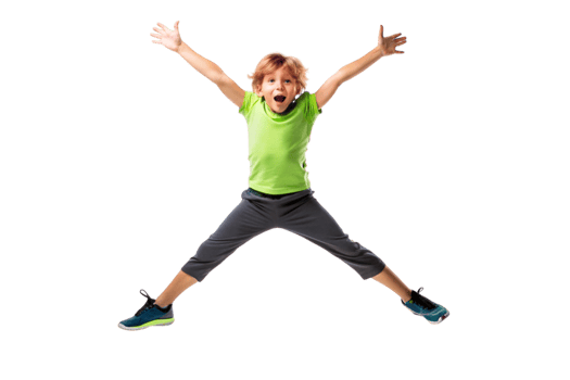 Smiling Kid in Motion Showing Joyful Energy png
