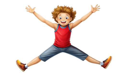 Young Boy Leaping Playfully in Excitement png