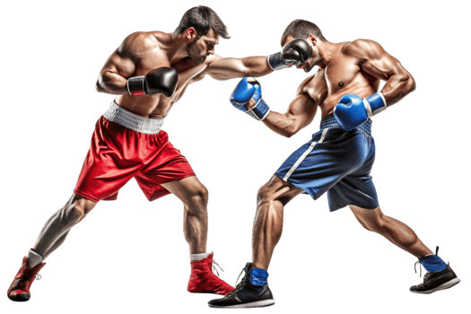 Intense Boxing Match Between Two Athletes in Action png