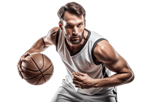 Male Basketball Player Dribbling in Game Preparation png