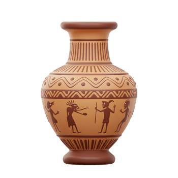Ancient Clay Vase Decorated With Figures Geometric Patterns png