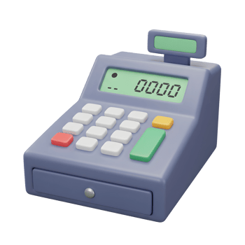 Retro Style Cash Register 3D Render Colorful Buttons Display png