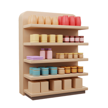Pastel Colored Goods Retail Shelf Display Simple 3D Render png