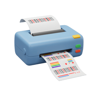 Compact Blue Label Printer Generating Colorful Barcode Labels png