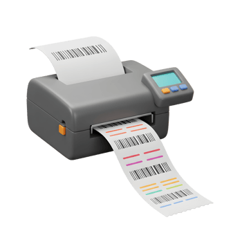 Modern Gray Label Printer Producing Colorful Barcoded Labels png