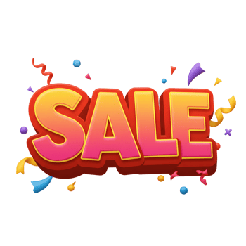 Colorful 3D Sale Text With Confetti Festive Design png