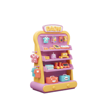 Cute Cartoon Baby Shop Display Shelves Colorful Toys Clothing png
