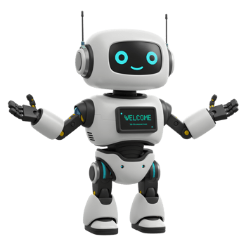 Friendly White Robot Welcoming Displaying Welcome Message png