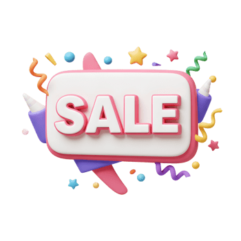 Pink Sale Banner 3D Render Colorful Festive Design png